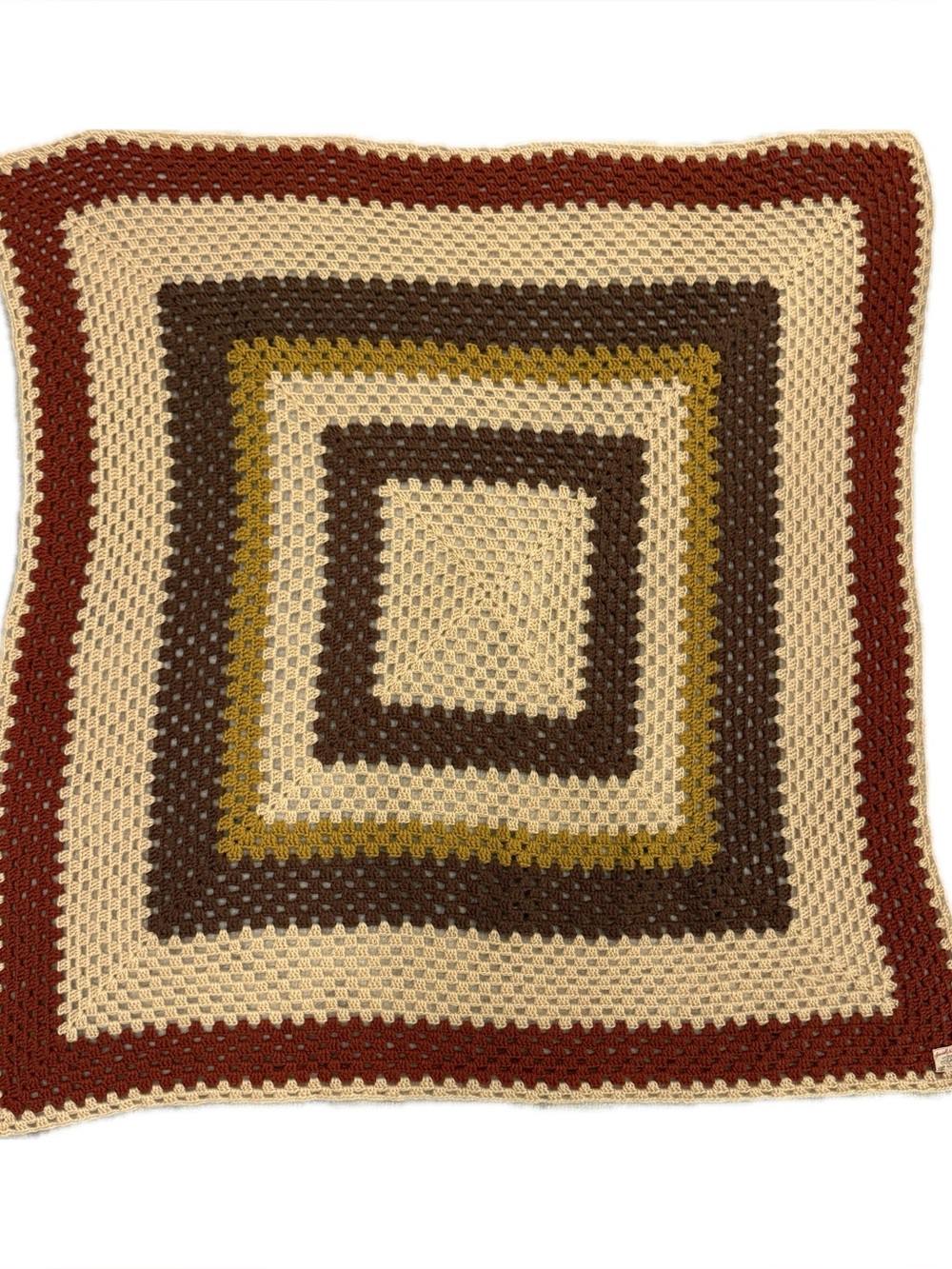 Handmade Wool Crochet Throw Blanket in Autumn Stripe
